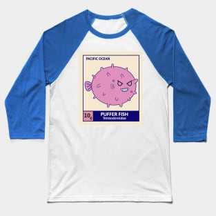 Kawaii Cute Menacing Pufferfish, Ocean Stamp Collection, Pufferfish Lover Baseball T-Shirt